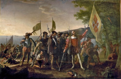 Pintura de John Vanderlyn (1775-1852), &quot;Desembarco de Colón&quot; (1842-47)