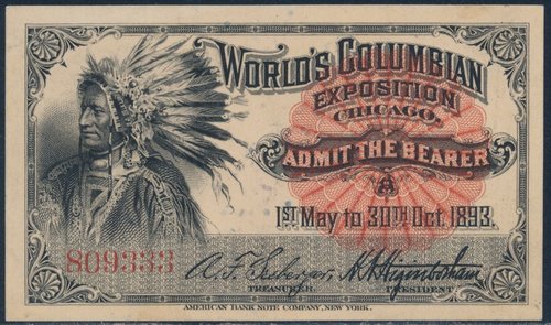 Uno de los tickets confeccionados por la American Bank Note para la Exposición