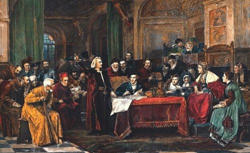 Pintura de Václav Brožík (1851-1901), &quot;Colón solicitando ayuda a Isabel la Católica&quot;