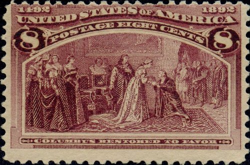 Sello de 8 centavos. Viñeta grabada por Charles Skinner