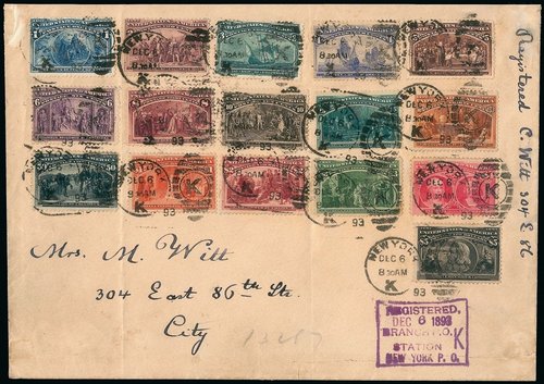 Carta con la serie completa cancelada en Nueva York en diciembre de 1893