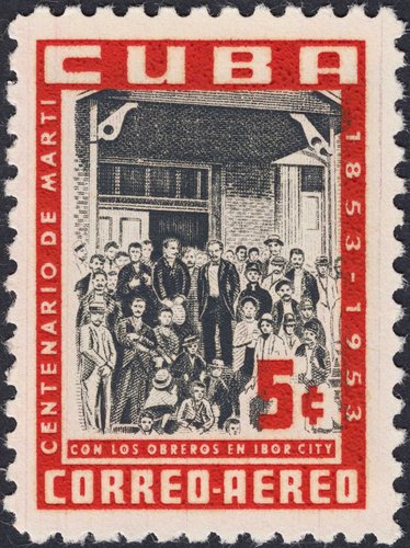Martí con los obreros en Ibor City