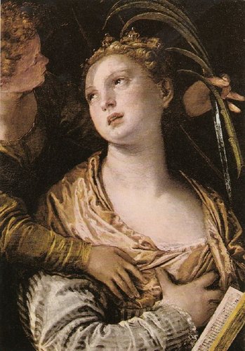 Santa Catalina con Ángel, óleo sobre tela de Paolo Veronese