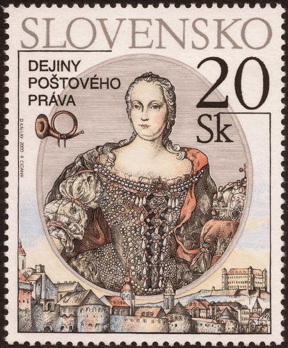 Sello de Eslovaquia del año 2000, con un retrato de María Teresa I de Austria