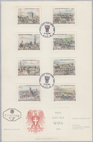Serie de 1964, WIPA (1965). Diseño de los ocho sellos de Otto Zeiller