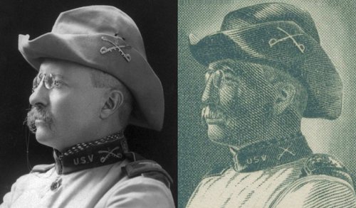 A la izquierda, posible fotografía inspiradora del retrato del sello
