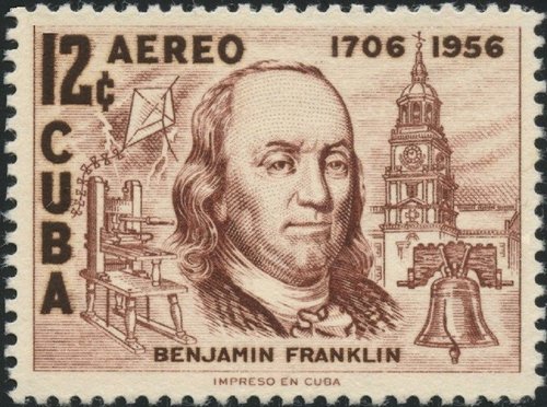 Sello de Benjamin Franklin. Cuba, 1956