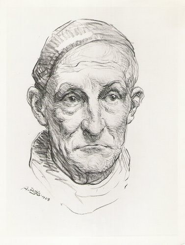 Retrato de Albert Decaris. Carboncillo de  André Aaron Bilis (1968)