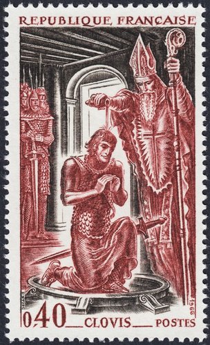Bautismo de Clodoveo I (465-511) en Reims, año 498