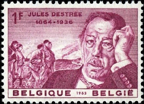 El político belga Jules Destrée. Sello emitido por Bélgica en 1963