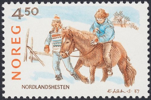 Noruega, 1987. Razas de caballos. Pony Nordland