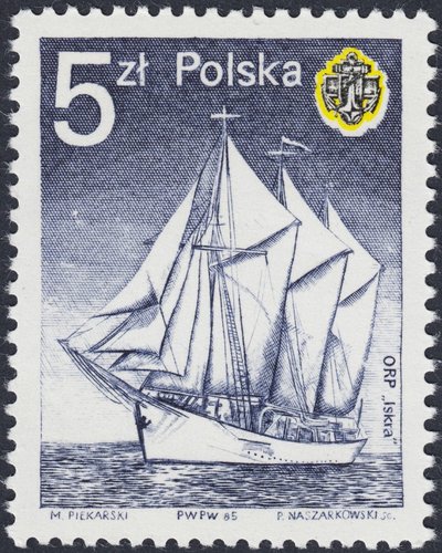 Primer sello grabado por Naszarkowski que fue emitido por Polonia, 1985
