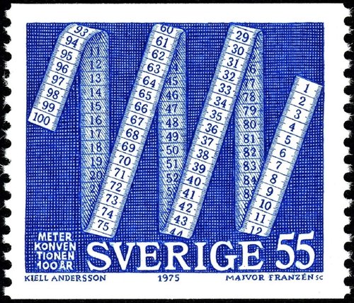 Centenario de la Convención del sistema métrico decimal de París. Diseño de Kjell Andersson. Suecia, 1975