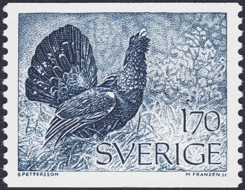 Sello emitido por Suecia en 1975. Grabado de Franzén a partir de una fotografía de B. Pettersson