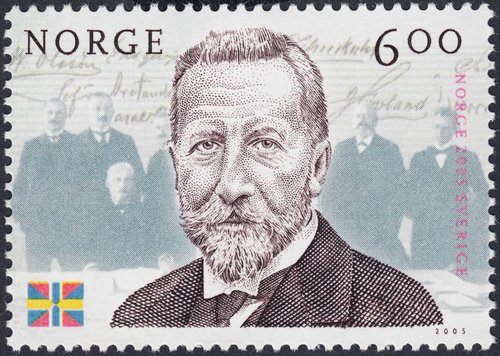 Retrato del Primer Ministro noruego Christian Michelsen, grabado por Lars Sjööblom