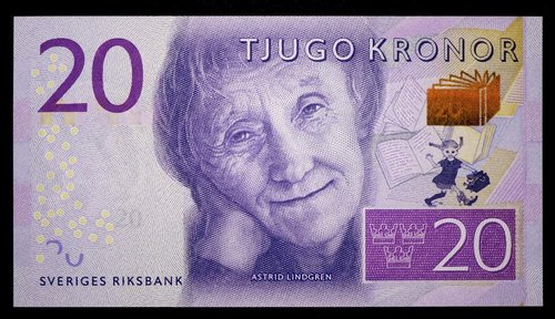 Billete de Suecia de 20 coronas, año 2015. Diseño de Göran Österlund y grabado de Gunnar Nehls