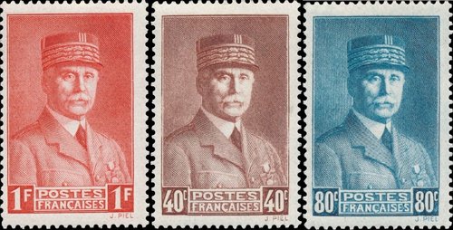 Mariscal Pétain. Los demás valores normales de esta emisión de 1941