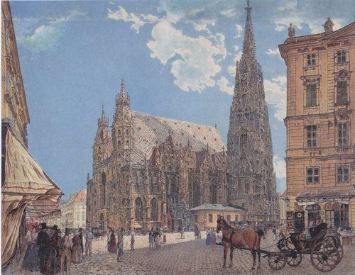 La Catedral de Viena sobre 1831. Acuarela de Rudolf von Alt