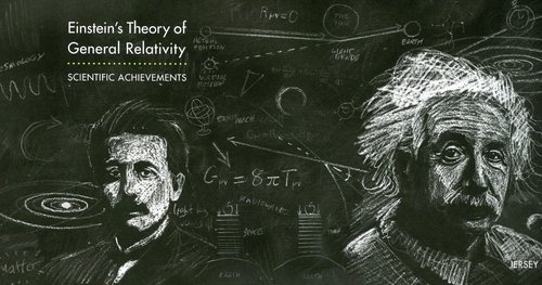 Portada del Pack de esta emisión que celebra el centenario de la Teoría General de la Relatividad, de Albert Einstein. Jersey, 2016