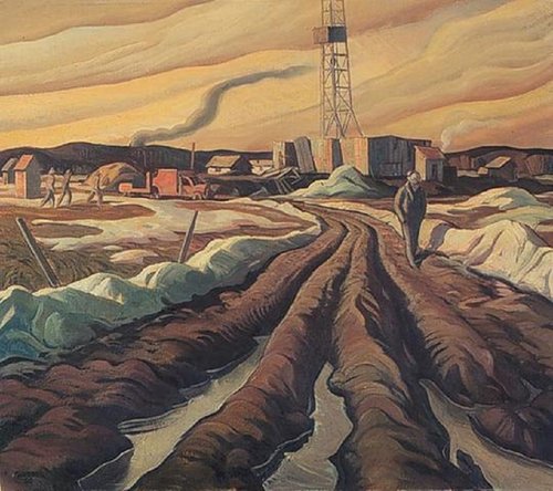 &quot;Imperial Wildcat No. 3, Excelsior Field, near Edmonton&quot; (1950), de Henry George Glyde (1906-1998)