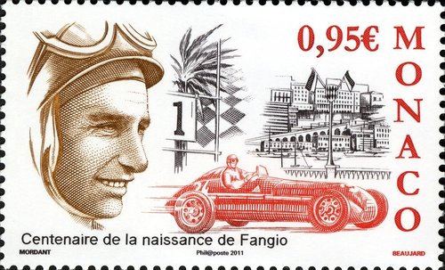 Centenario del nacimiento de Juan Manuel Fangio. Mónaco, 2011. Diseño de Thierry Mordant