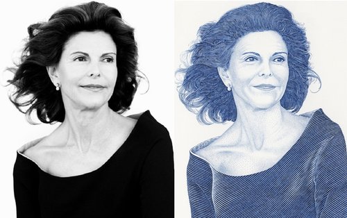 Fotografía original de Ewa-Marie Rundquist y el retrato de Mörck