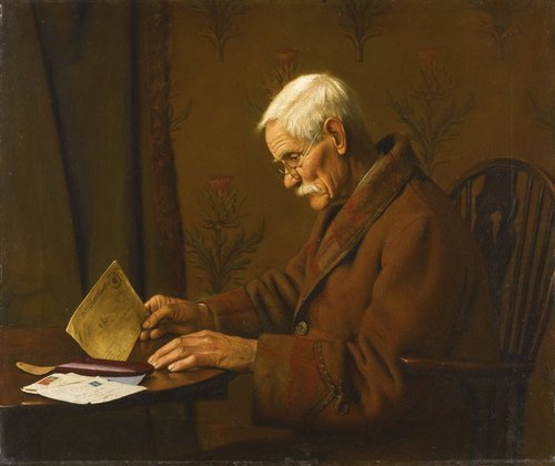 &quot;The buff envelope&quot; (1943). Un hombre anciano y sosegado, con su última declaración de impuestos...