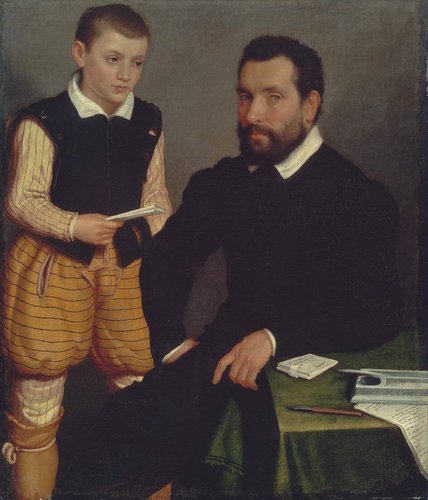 El Conde Alborghetti de Bérgamo y su hijo, sobre 1545-1550. Óleo sobre lienzo, 98x83 cm