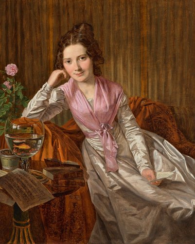 Retrato de la actriz Therese Krones (1824). Óleo sobre panel, 46.8x37.4 cm