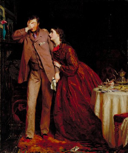 Parte central del tríptico &quot;Woman's Mission&quot; (1863). Óleo sobre lienzo, 76x64 cm