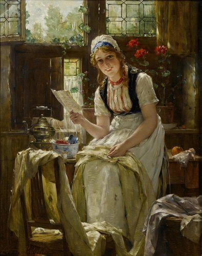 &quot;La carta de amor&quot;. Óleo sobre lienzo