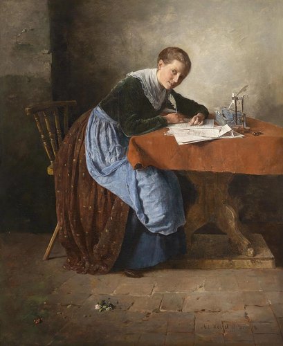&quot;Der Liebesbrief&quot; (La carta de amor). Óleo sobre lienzo, 83 × 68 cm