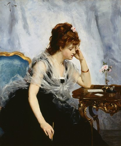 &quot;Jeune femme écrivant une lettre&quot; (1875), de Victor Gabriel Gilbert (1847-1933)