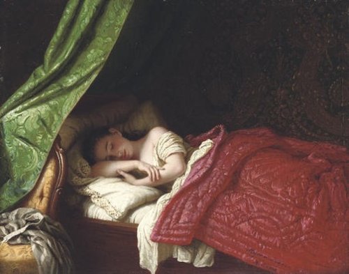 &quot;Bella durmiente&quot; (1868). Óleo sobre lienzo, 37x30cm