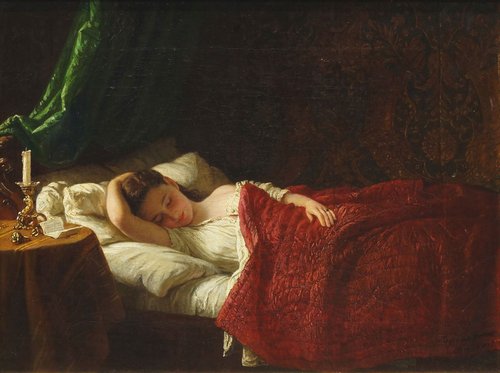 &quot;Bella durmiente&quot; (1867). Óleo sobre lienzo, 38x30cm