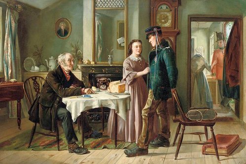 &quot;The Soldier's Departure&quot;  (1868), de Charles Hunt  (1829-1900). Óleo sobre lienzo, 40.6 x 60.9 cm