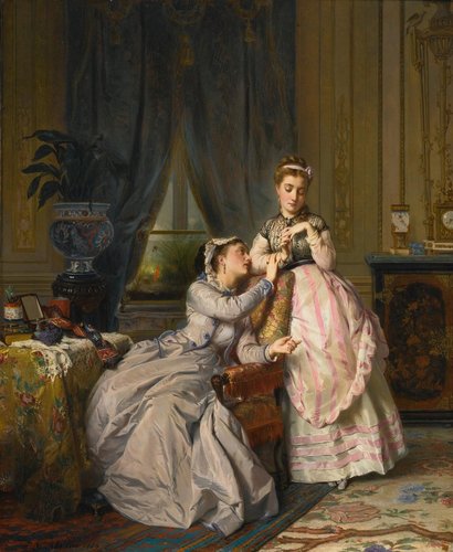 &quot;Soeurs&quot; (1869), de Charles Edouard Boutibonne (1816 – 1897). Óleo sobre panel, 55.60 x 45.40 cm