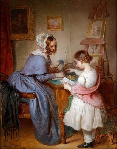 &quot;Der Brief&quot; (1843), de Eduard von Ritter (1808-1853). Óleo sobre panel, 26 x 21 cm