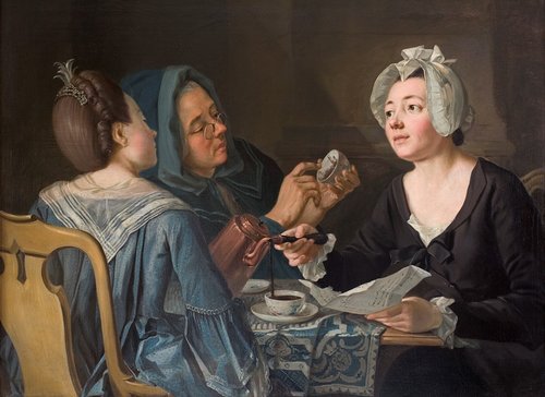 &quot;Leyendo la fortuna en el café&quot;. Pintural al óleo, 110x80 cm