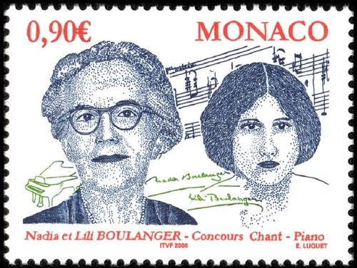 Sello dedicado a Nadia y Lili Boulanger, diseñado y grabado por Eve Luquet