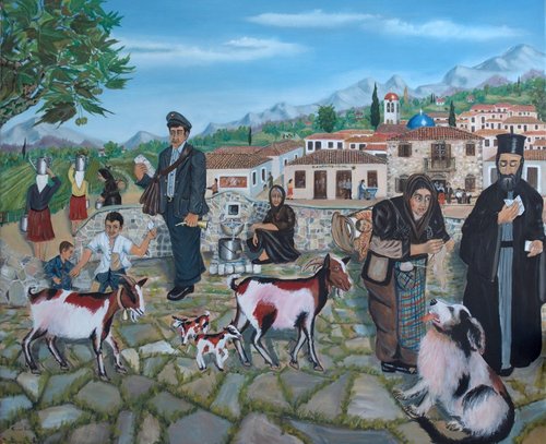 &quot;El cartero&quot; (Ο ταχυδρόμος), de Nontas Tentzis. Óleo sobre lienzo, 100x120 cm