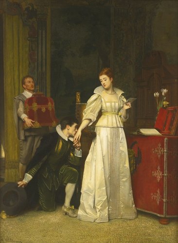 &quot;El pretendiente&quot;. Óleo sobre panel, 100.01x74.61 cm