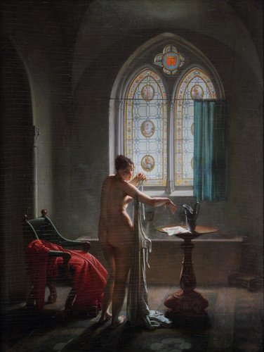 &quot;La Salle de bain gothique&quot; (Baño gótico, 1810). Óleo sobre lienzo, 41x33 cm