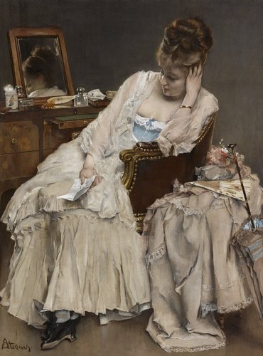 &quot;Recuerdos y remordimientos&quot; (1874). Óleo sobre lienzo, 61.4 x 46.4 cm