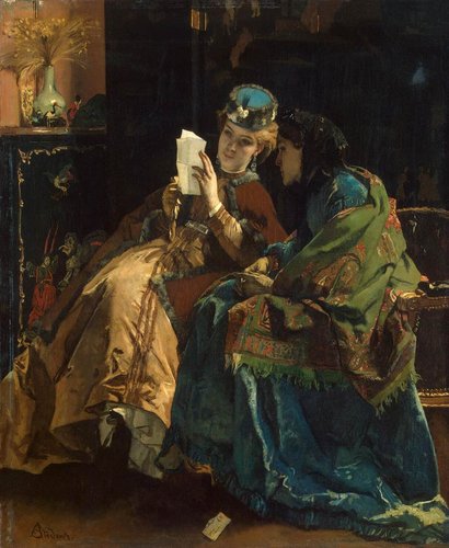 &quot;La carta gentil&quot; (1867). Óleo sobre lienzo, 66x55 cm