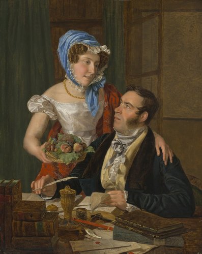 El cartógrafo Josef Jüttner y su esposa (1824). Óleo sobre panel, 40.5 x 32.5 cm