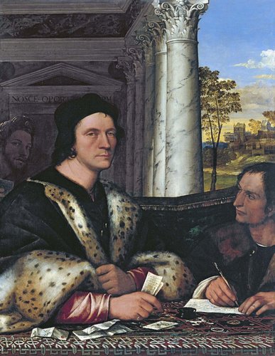 Retrato de Ferry Carondelet con sus secretarios (1510-12), de Sebastiano del Piombo (1485-1547). Óleo sobre panel, 113x87 cm