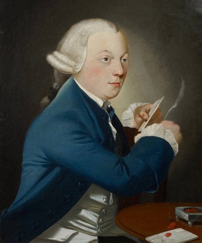 &quot;Retrato de un caballero escribiendo una carta&quot;. Escuela inglesa, 1790-1810. Óleo sobre lienzo