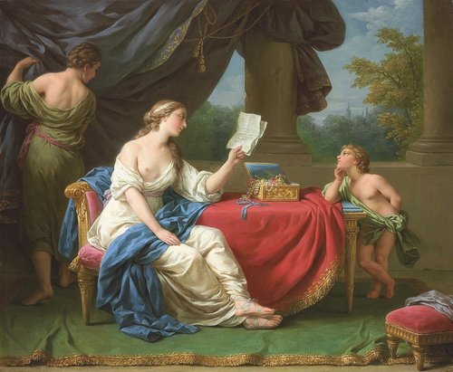 &quot;Penélope leyendo una carta de Ulises&quot;, de Louis-Jean-François Lagrenée. Óleo sobre panel, 53.3x65 cm