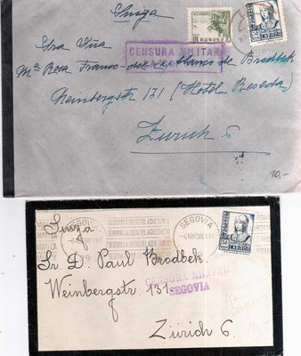 Cartas de La Coruña y Segovia a los sres Brodbeck, en Zurich